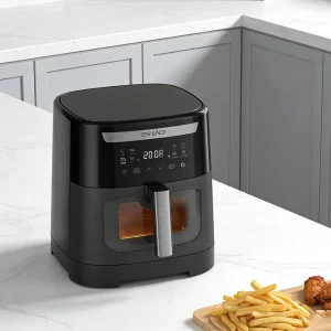 Electric Digital Air Fryer LCD Display Viewing Window Oil Free Healthy Cooking Household Use Roast Function 7L Capacity 1600W