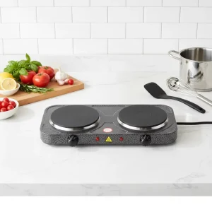 Electric Double Burner Cooktop Portable Hot Plate Adjustable Temperature Control Eco Friendly Household Dorm Camping Cooking