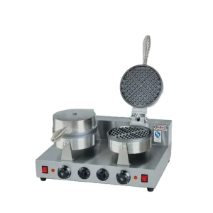 Electric Double Head Mini Waffle Maker with Stainless Steel Adjustable Thermostat for Household Hotel Use