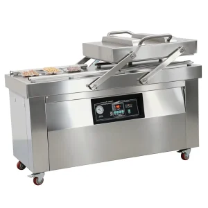 Electric Double chamber Flat Vacuum Packing Machine Large Commercial Semi Automatic Food Vacuum Sealer Wet Dry Dual use Plastic