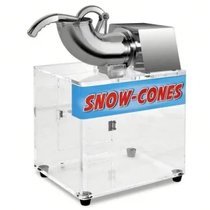 Electric Dual Blades Commercial Ice Crusher Shaver Mini Ice Smashing Machine Snow Cone Maker with Acrylic Box