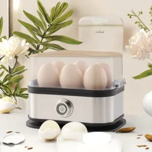 Electric Egg Boiler Household Automatic Stainless Steel Egg Cooker for 6 Eggs Easy Operation