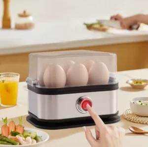 Electric Egg Boiler Household Automatic Stainless Steel Egg Cooker for 6 Eggs Easy Operation