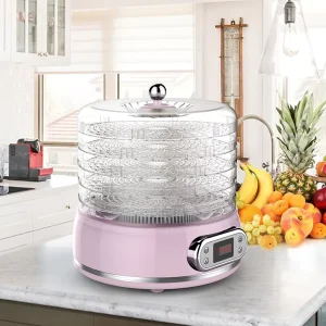 Electric Food Dehydrator Energy Saving Digital Controls Sleek Countertop Household 5 Tray Capacity Eco Friendly Private