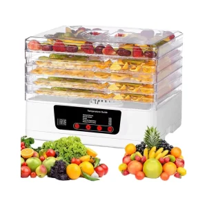 Electric Food Dehydrator Machine 5 Dryer Trays 350W Power 24H Timer 35 70C Temperature Control Household Multifunction for