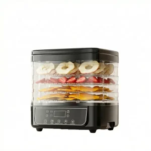 Electric Food Dehydrator Machine 5 Tray Mechanical Fruit Dryer Adjustable Temperature Timer Eco Friendly Low Noise Household