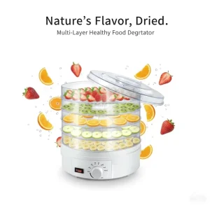 Electric Food Dehydrator Machine 5 Trays Stackable Fruit Vegetable Herb Meat Dryer With Adjustable Temperature Control