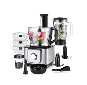 Electric Food Processor Multi-functional Stainless Steel 10-in-1 Kitchen Appliance Dough Hook Vegetable Chopper Meat Grinder