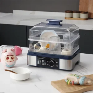 Electric Food Steamer 1500W 1-3 Layers Digital Control Stainless Steel Compact Easy-to-clean Stackable Tray