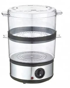 Electric Food Steamer 400W Volume 4 Liters Total Two Layers 60 Minutes Mechanical Timer