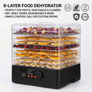 Electric Fruit and Vegetable Dryer 350W Food Dehydrator with 8 Trays Electric Dry Fruits & Vegetables Dehydration Machine