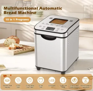 Electric Fully Automatic Bread Maker Machine Yeast Dispenser 1.5LB Whole Wheat Packaged Mix Bread 3 Bread Color Household