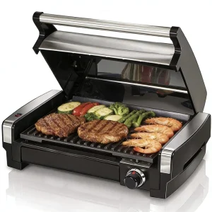 Electric Grill Griddle Pan BBQ Mini Toaster Adjustable Temperature Control Outdoor Household RV PTFE Non Stick OEM