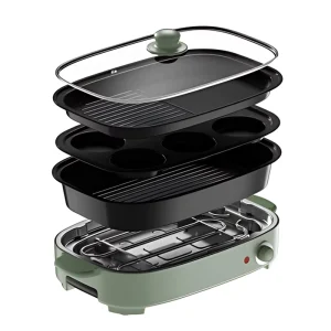 Electric Grill Plate Flat 1200W Multifunctional 4L Home Use Smokeless Indoor Grill Machine