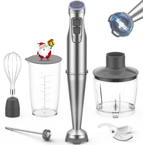 Electric Hand Blender Immersion Set with Variable Speed Multifunctional Control Powerful Motor Stainless Steel Blade