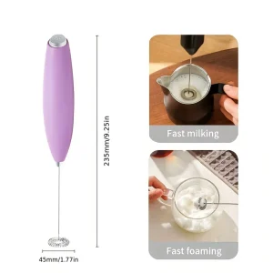 Electric Handheld Whisk Stainless Steel Eco Friendly Modern Milk Foam Maker Battery Powered Coffee Frother
