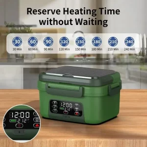 Electric Heated Lunch Box 1.5L 6.3 Cups 20000 MAh 100W Rechargeable Smart Self Heating Digital LED Display Car Use Removable