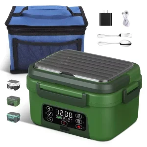 Electric Heated Lunch Box 1.5L 6.3 Cups 20000 MAh 100W Rechargeable Smart SelfHeating Food Warmer with Removable Divider Spoon