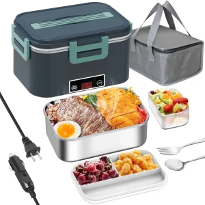 Electric Heated Lunch Box Portable 110V 220V Food Heater Rice Cooker Container Warmer Dinnerware Set for Home Office Car