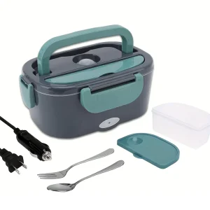 Electric Heated Stainless Steel Lunch Box and Kettle Battery Powered for Car and Outdoor Use