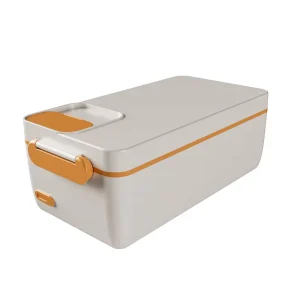 Electric Heating Lunch Box for Office Workers Students USB Charging Water-Free Heat Preservation 1.2L Stainless Steel Button