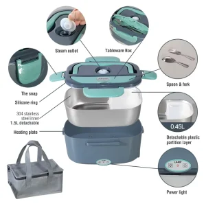 Electric Heating Lunch Box with 1.5L Removable Container with Use Home and Car