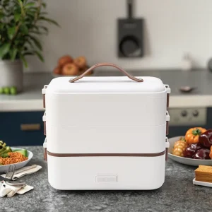 Electric Heating Stainless Steel Food Warmer Lunch Box 1.2L Capacity Multi Function for Household and Office Use