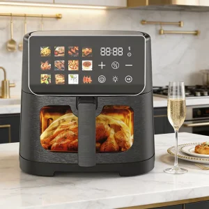 Electric Home Kitchen Air Fryer Oven 6.1-8.0L Capacity Digital Control Europe Plug No Oil Steam Household
