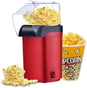 Electric Hot Air Popcorn Popper with Measuring Cup and Top Lid No Oil BPA Free Electric Fast Popcorn Maker for Kids Home Party