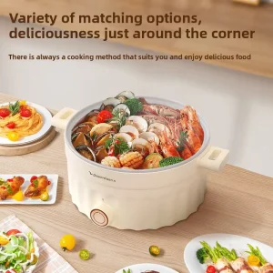 Electric Hot Pot Electric Skillets Household Ceramic Non stick Pan Electric Cooker Knob Control Wok Steamer