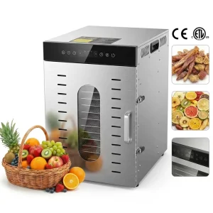 Electric Household Food Dehydrator for Fruits and Vegetables Stainless Steel 1500W Smart Control
