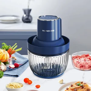 Electric Household Food Processor 2-Liter Glass Bowls Stainless Steel Meat Grinder for Pounding Meat Food