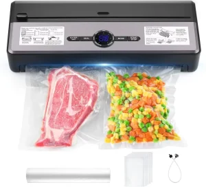 Electric Household Vacuum Sealer Powerful Compact Roll Storage Machine with Bag Cutter for Food Storage
