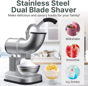 Electric Ice Shaver Dual Stainless Steel Blades for Home Hotel Commercial Bar Party Use with Cocktails Function 400LBS H