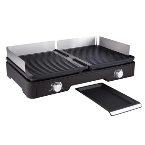 Electric Indoor Griddle Dual Die Cast Aluminum Reversible PTFE Oil Shield Smoke Free Temp Control Home Hotel Use Energy