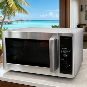 Electric Indoor Outdoor Stainless Steel Genuine Commercial Microwave Oven 30L Dual Knob Mechanical Control 1000W