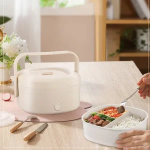 Electric Insulated Lunch Box Skillet Plug in Self Heating Water Free for Household Use Hot Rice Lunch Box