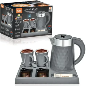 Electric Kettle 1500W Rapid Boil 2.0L Capacity with Coffee Set Tray and 360 Swivel Base for Daily Use Hervidor Eléctrico