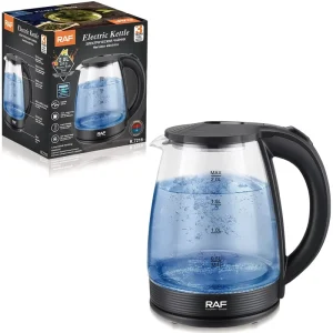 Electric Kettle 1500W Rapid Boil Glass Design 2.0L Capacity with Auto Off Safety and 360 Swivel Base