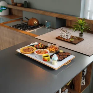 Electric Kitchen Food Warming Tray Coil Heating Element Stainless Steel Hot Plate Warmer German Support Touch Control Tempered