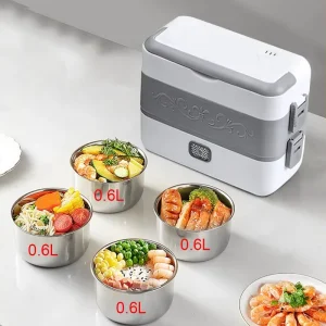 Electric Lunch Box 2.4L Portable Cooking 200W Fast Heating Steamer Food Warmer for Office Dormitory