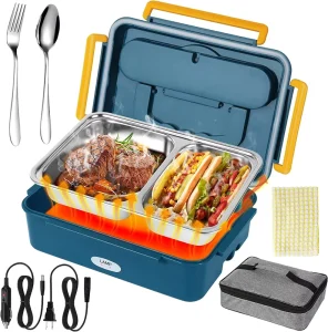 Electric Lunch Box 3 in 1 Portable Food Warmer Lunch Box for Truck Car Home Quick Heater Bento Box Stainless Steel