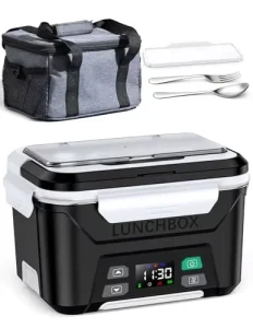Electric Lunch Box Adults USB Automatic Heating Digital Control 1.3L Stainless Steel Insulated Bag Removable Divider Timer