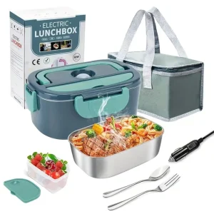Electric Lunch Box Food Warmer 60W Food Heater with 304 Stainless Steel Container for Car Office Home with Carry Bag