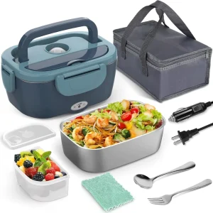 Electric Lunch Box Food Warmer Portable for Car & Home Leak Proof Lunch Microwave With Stainless Steel Container