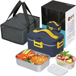 Electric Lunch Box No Water Portable Heated Stainless Steel Food Container Insulated Bento Lunch Box