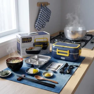 Electric Lunch Box for Car Driver 12V 24V 60W Portable Food Warmer 1.5L 304 Stainless Steel Fast Heating Bento KL03009