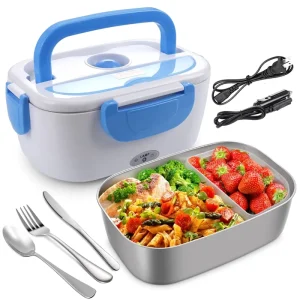 Electric Lunch Box for Car and Home Work Office Portable Food Warmer Heater Lunch Box for Men Adults with Food Grade Stainless