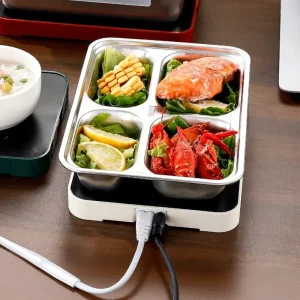Electric Lunch Box with Plug In Heating Warming Food Plate Constant Temperature Mat Car Powered Heating Lunch Box
