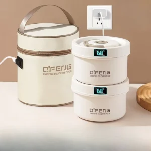 Electric Lunchbox Portable Heating 2 3 4 Tier Stackable Food Warmer Container Leakproof Heated Lunch Box with Insulated Bag